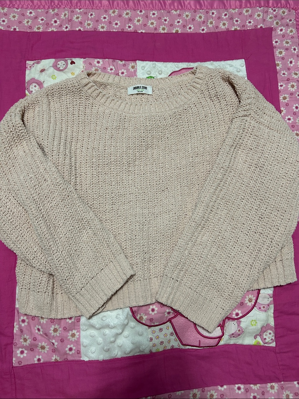 a new day Light Pink Textured Crewneck Sweater